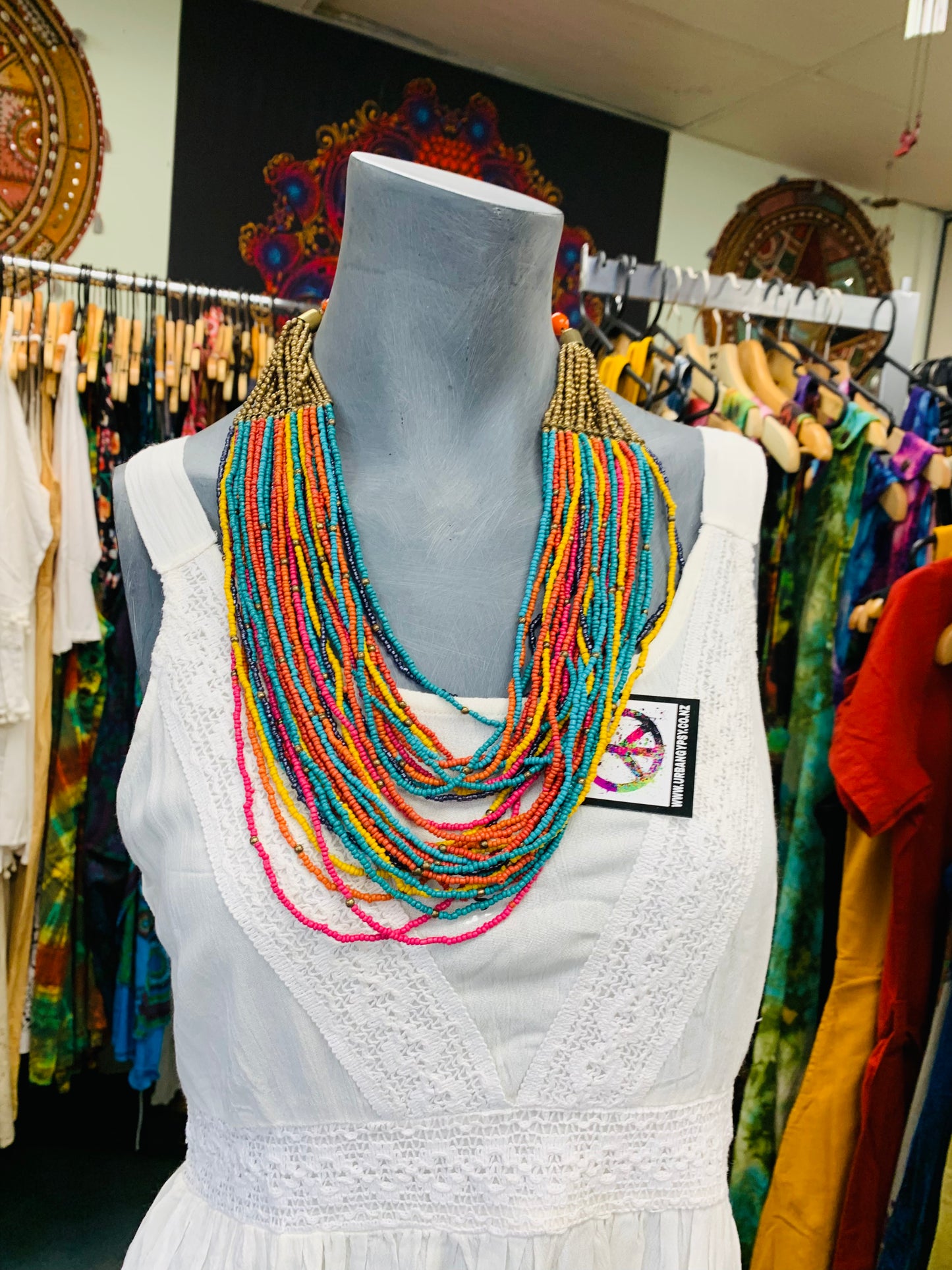 BOHEMIAN STYLE HANDCRAFTED RAINBOW BEADS NECKLACE #NECK26