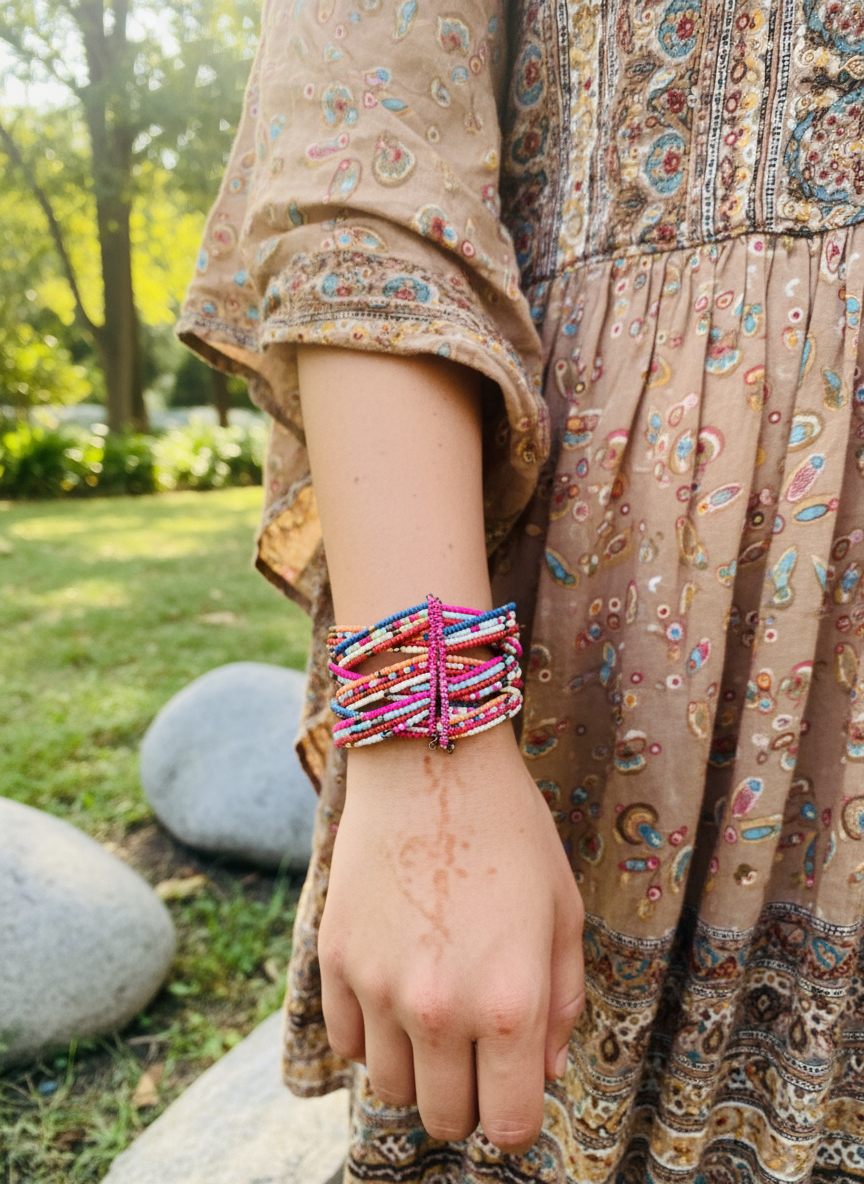 HIPPIE HANDCRAFTED HAND CUFF BEADS BANGLE #CUFF2288