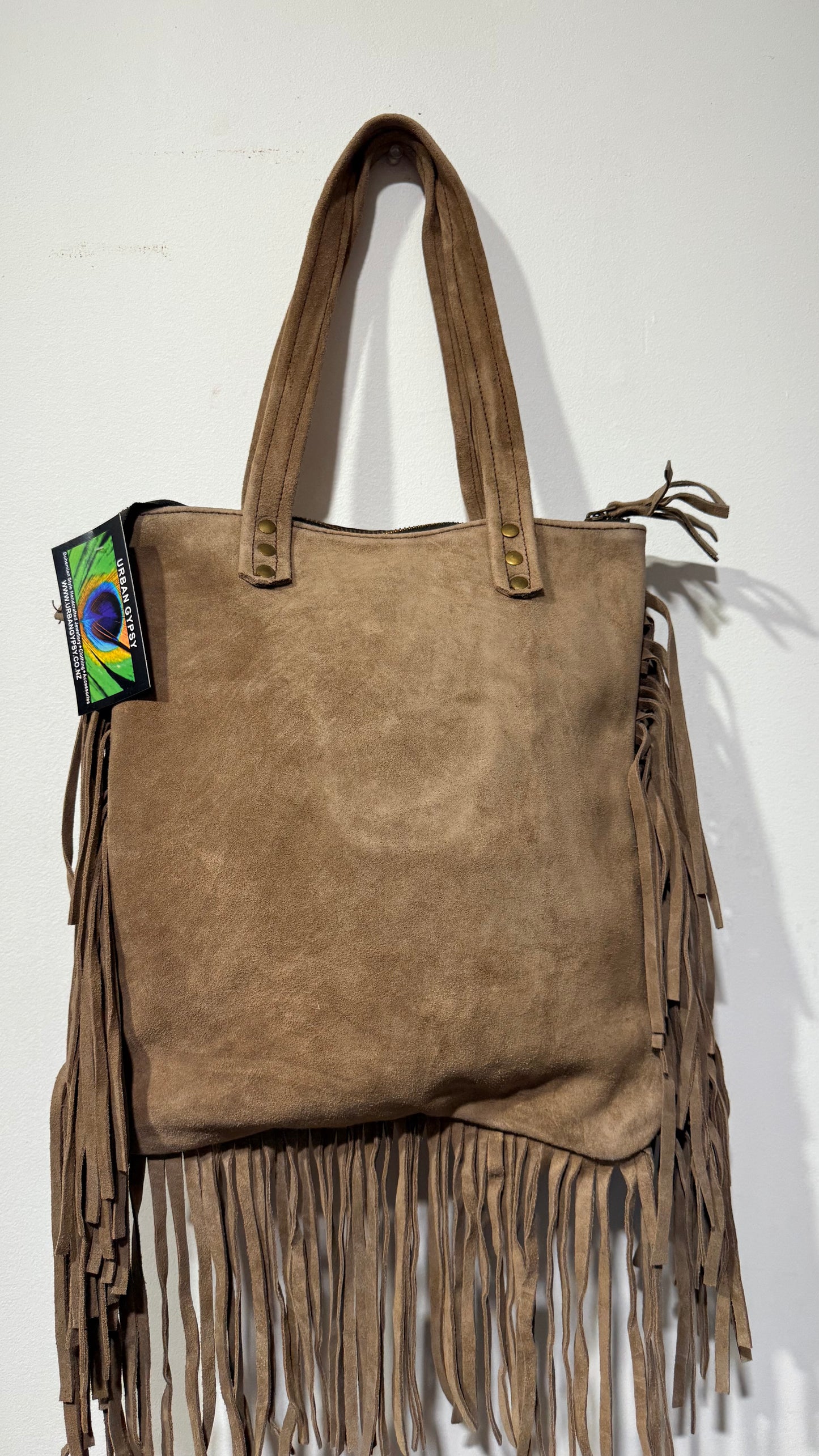 HANDCRAFTED GENUINE SUEDE LEATHER TOTE BAG #LEA1079