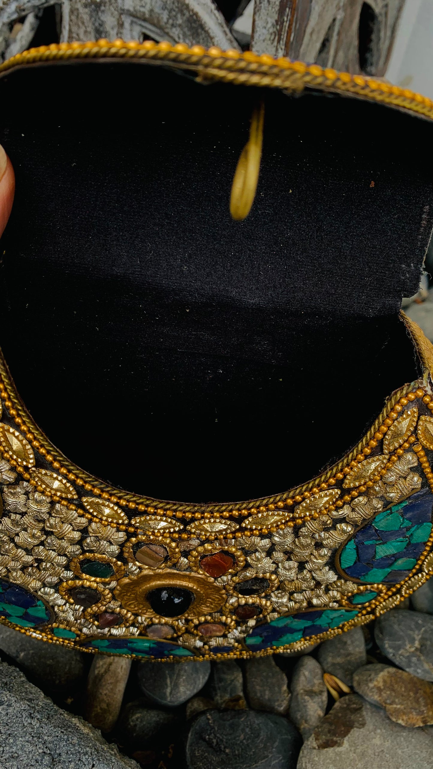 Bohemian style handcrafted metal / Brass Clutch CLEARANCE #90271