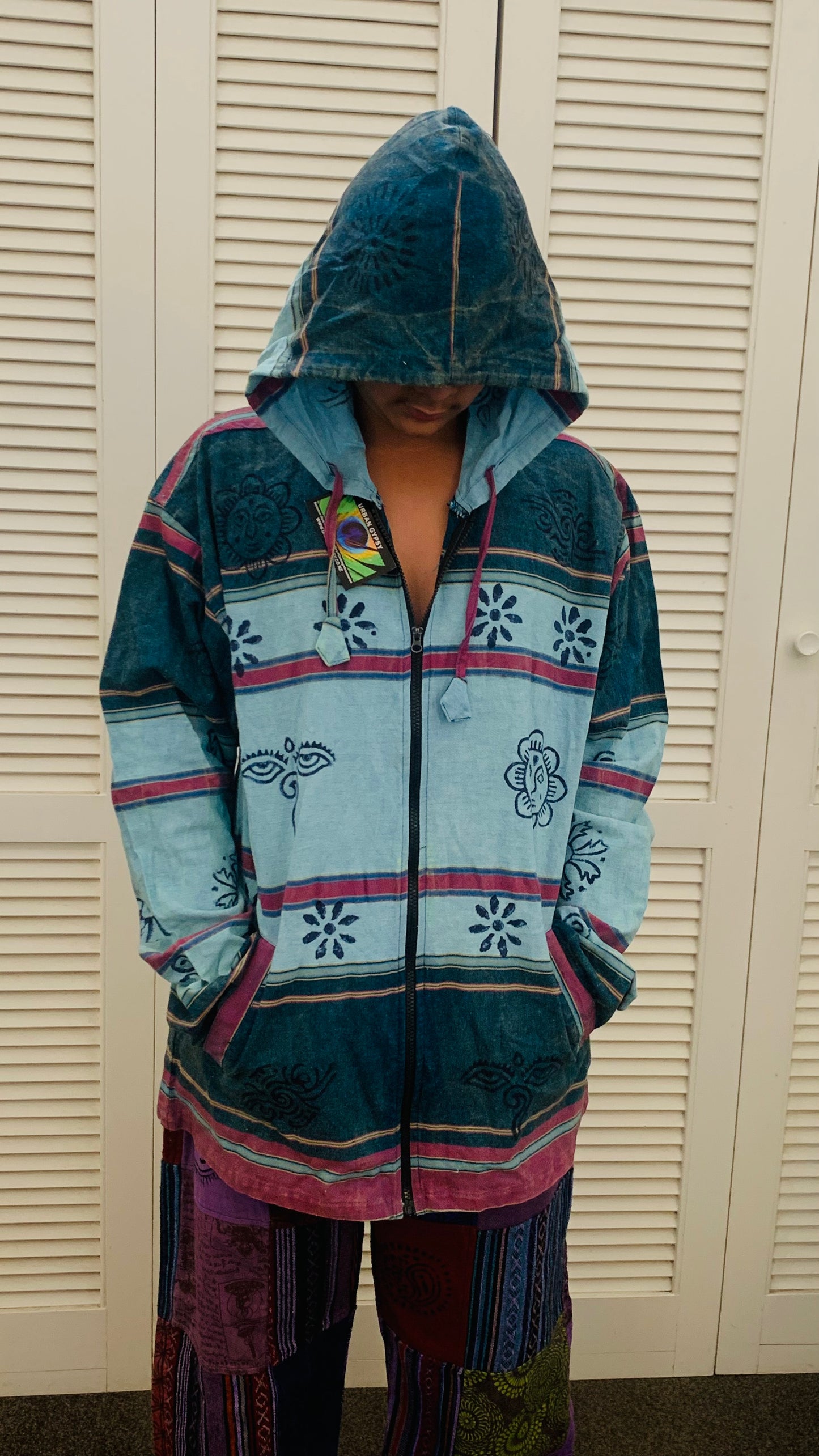 Handcrafted cotton Unisex Hoodie Kurta / Shirt # 75447