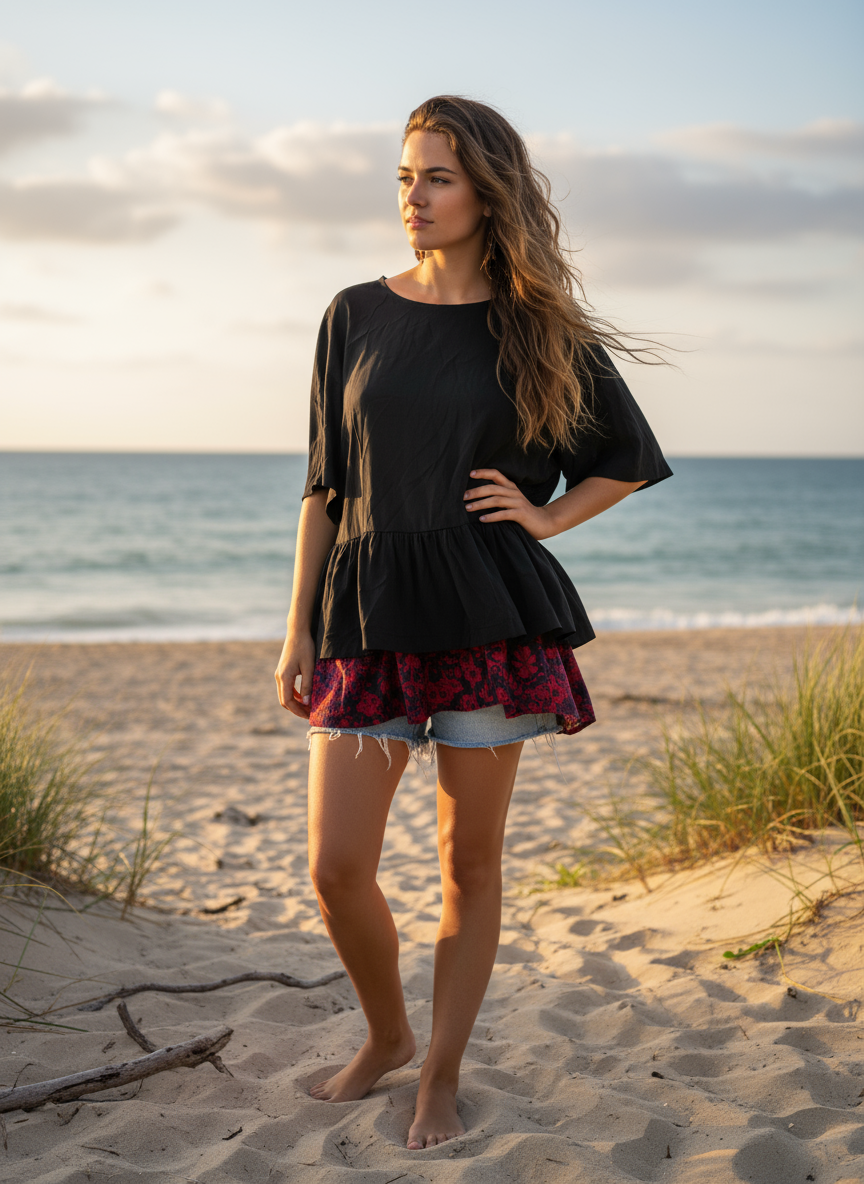 Bohemian style handcrafted Georgette Top #003107