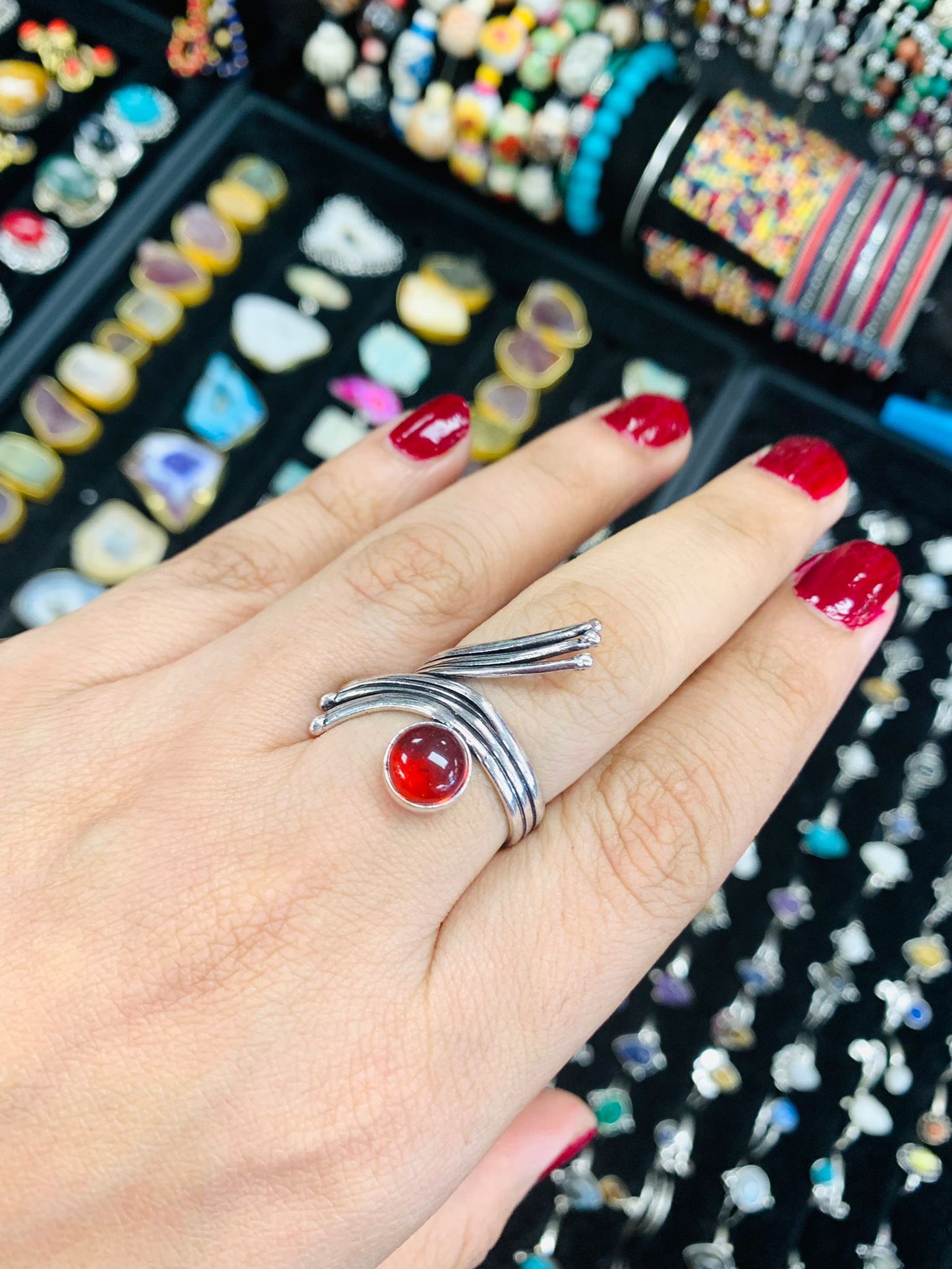 Bohemian style handcrafted Natural Stone ring #45021