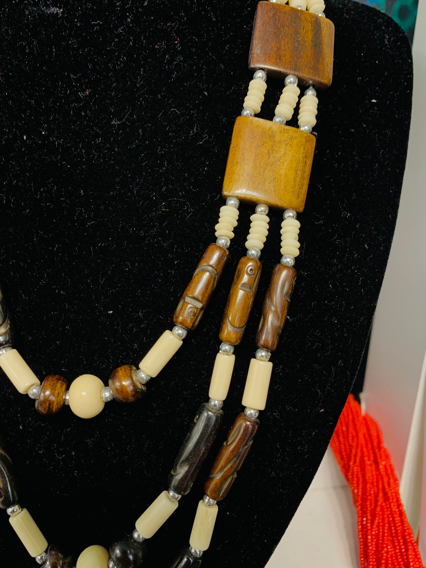 BOHEMIAN STYLE HANDCRAFTED WOOD NECKLACE # 2248