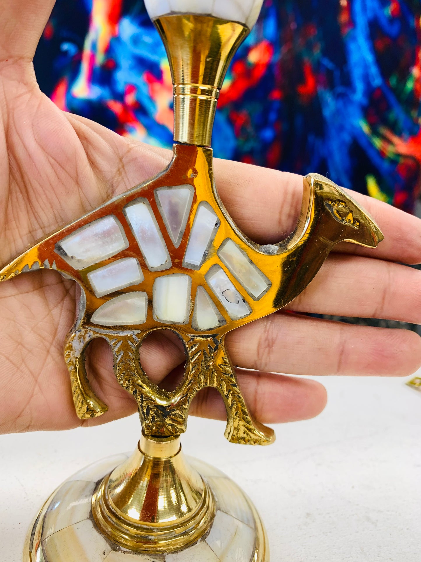 Bohemian style handcrafted Brass Candle Stand # 222005