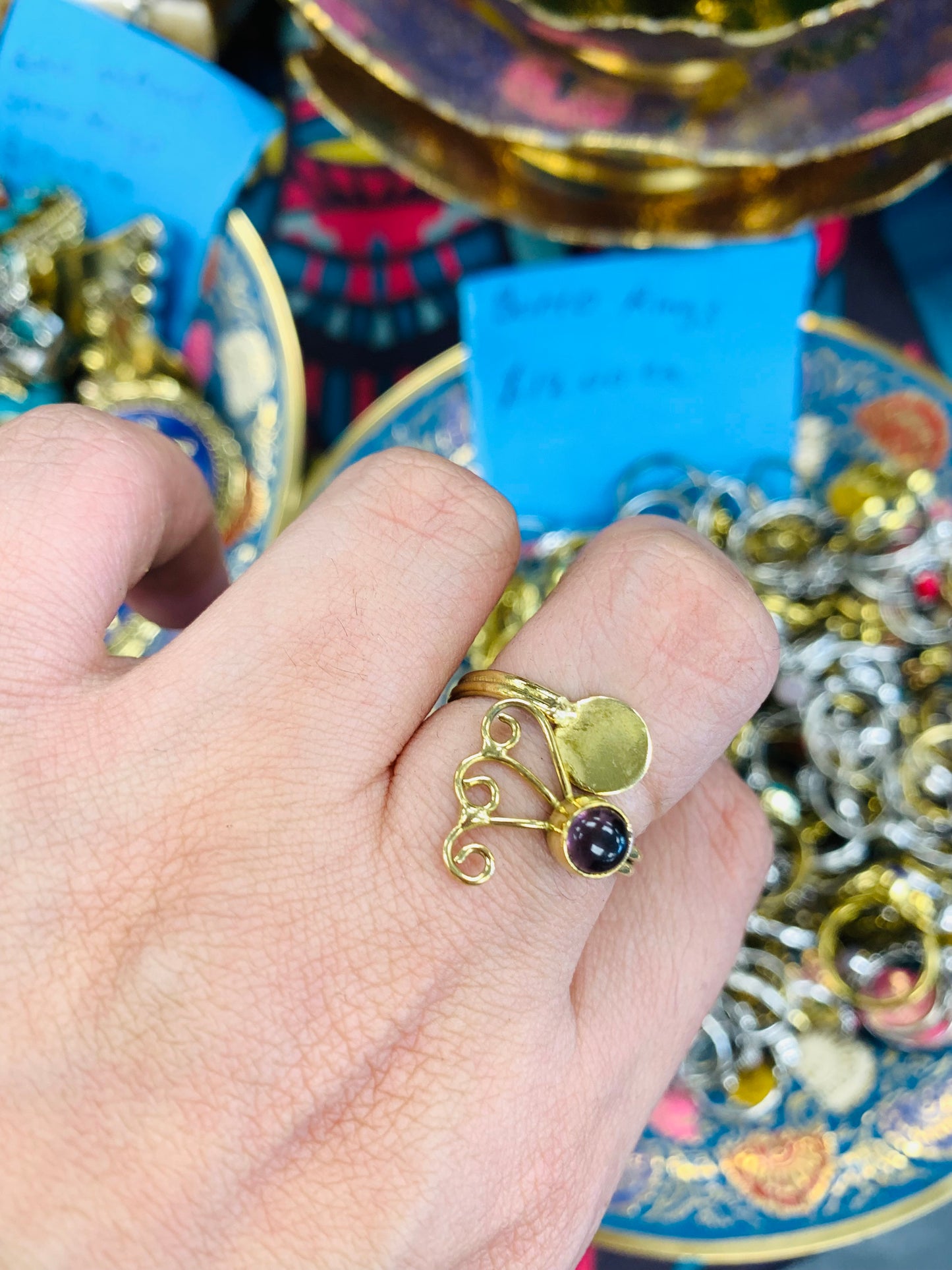 Bohemian style handcrafted Natural Stone ring #45008