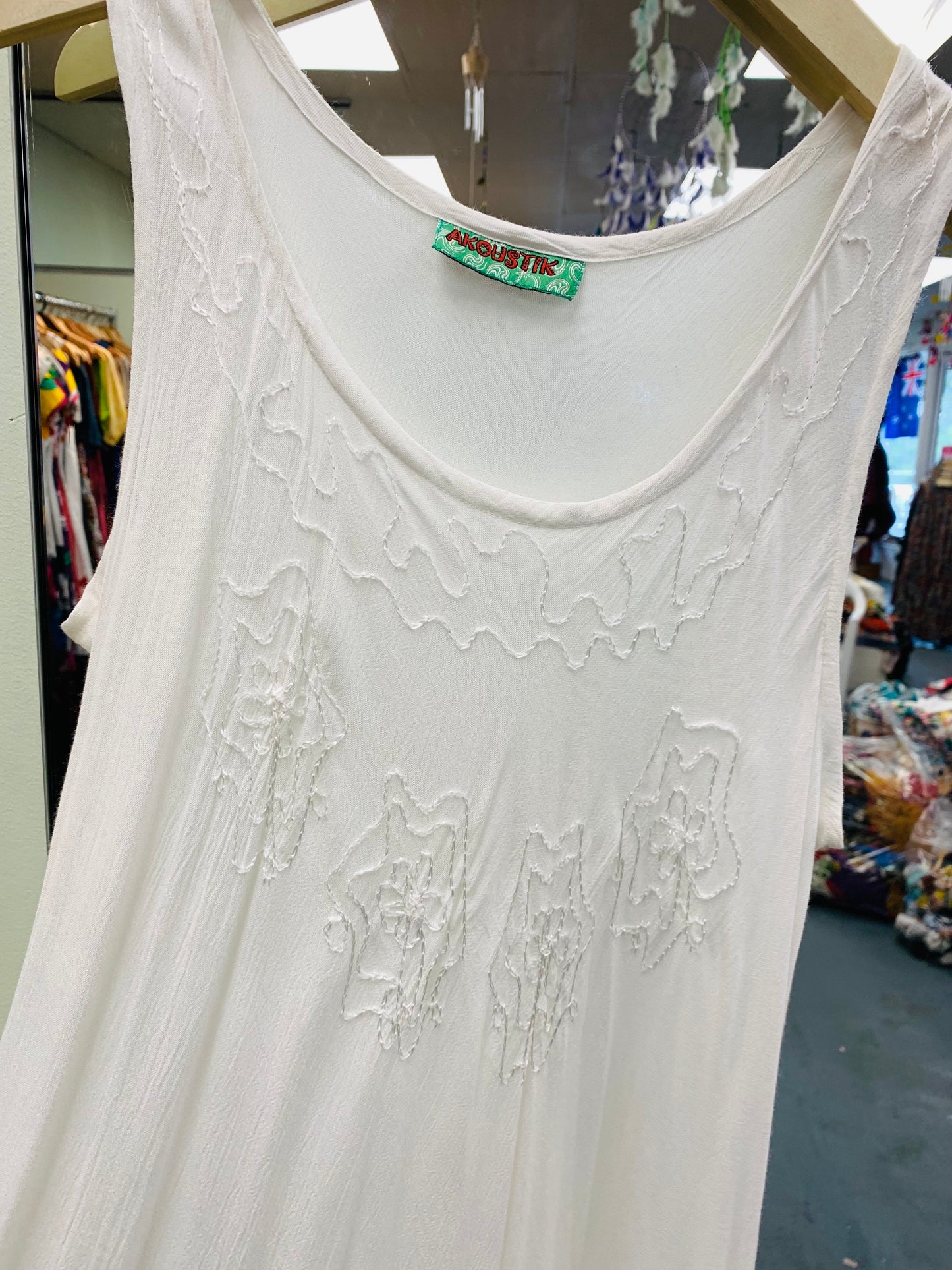 Bohemian style handcrafted cotton white dress #0098