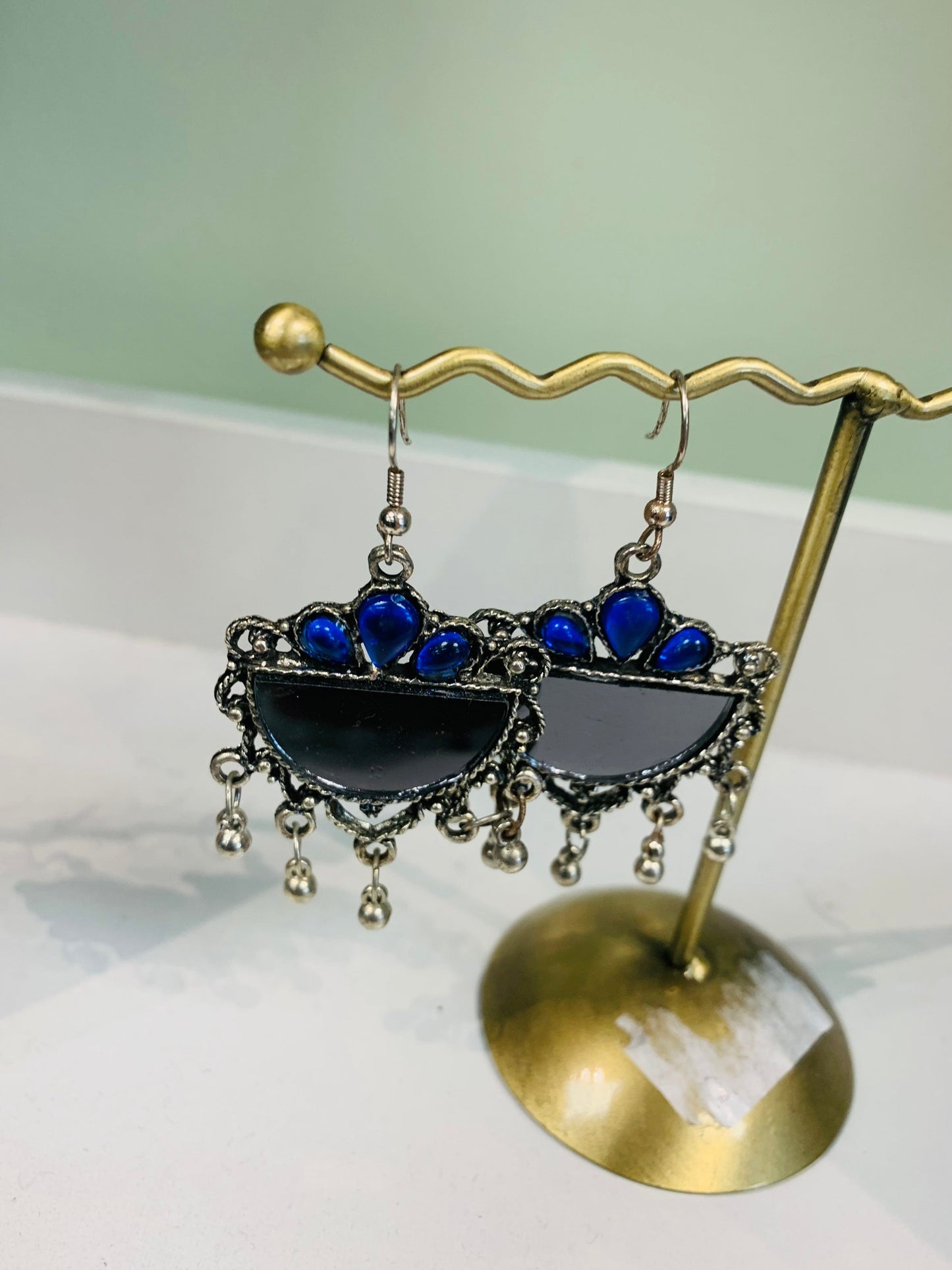 Boho style handcrafted mirror earrings #9744