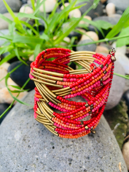 HIPPIE HANDCRAFTED HAND CUFF BEADS BANGLE  #CUFF2288