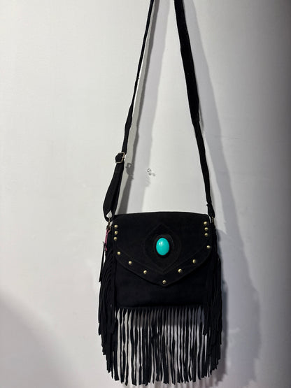 BOHEMIAN STATEMENT HANDCRAFTED GENUINE SUEDE LEATHER BAG #LEA11110