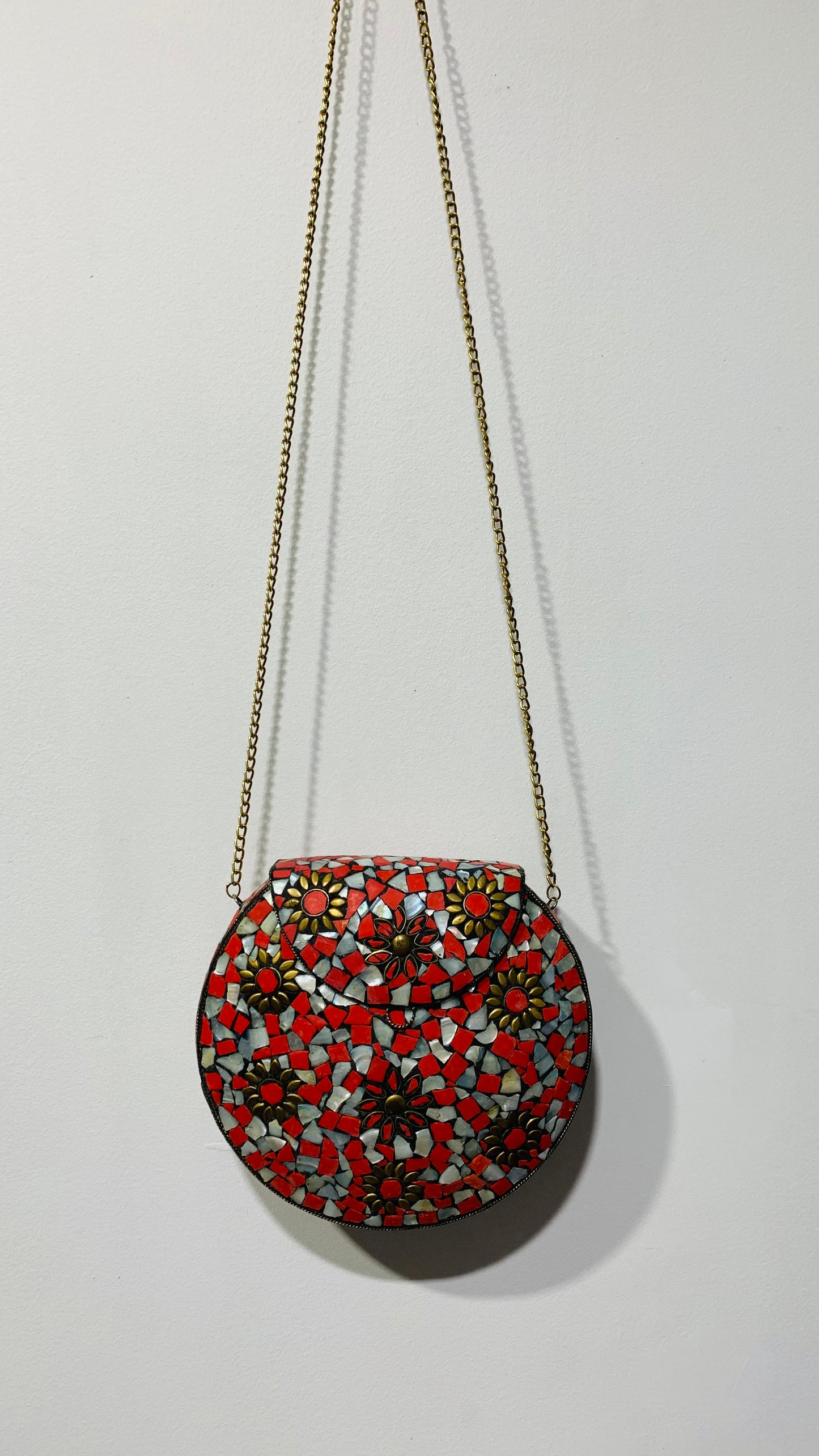 Bohemian style handcrafted metal / Brass Clutch # 875