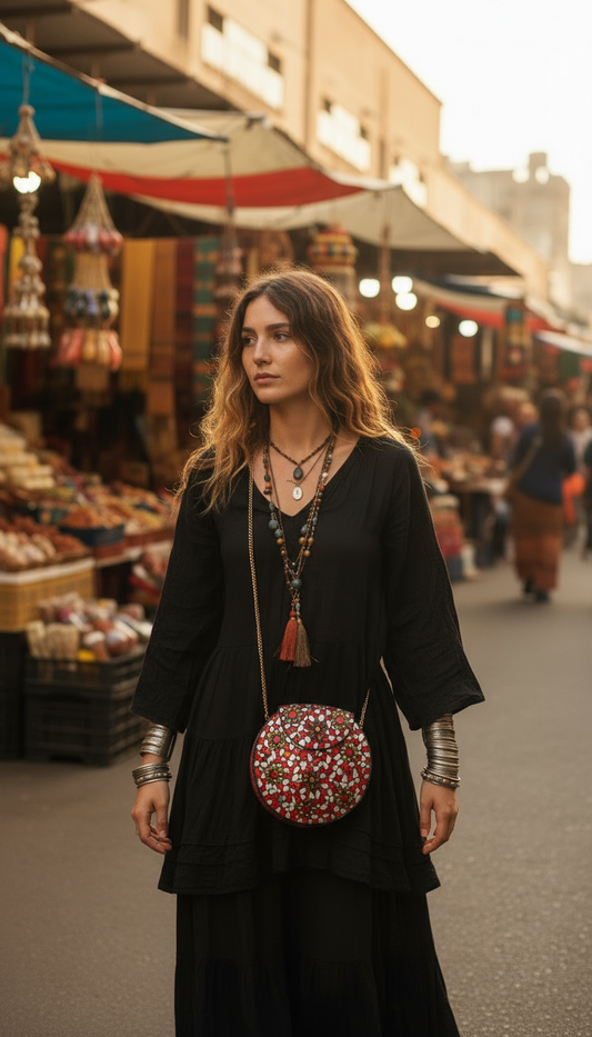 Bohemian style handcrafted metal / Brass Clutch # 875