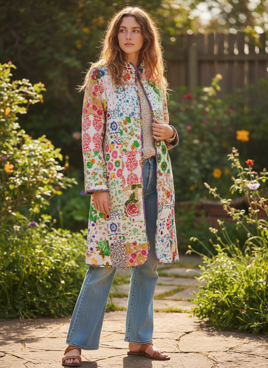 Bohemian style handcrafted Kantha / Quilting Jackets #0054