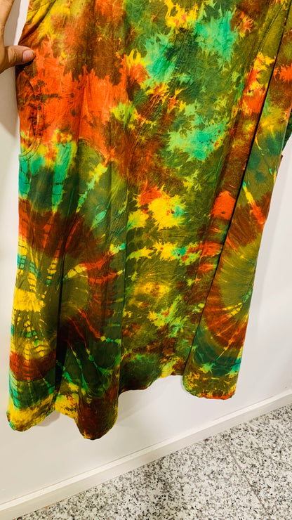Handcrafted Cotton Tie Dye Long Pinafore #431069