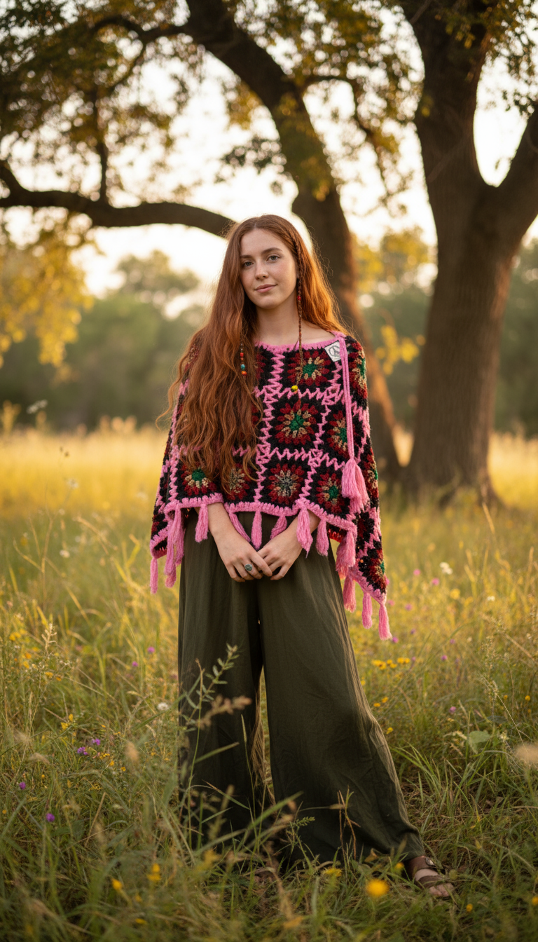 Handcrafted Crochet poncho #37