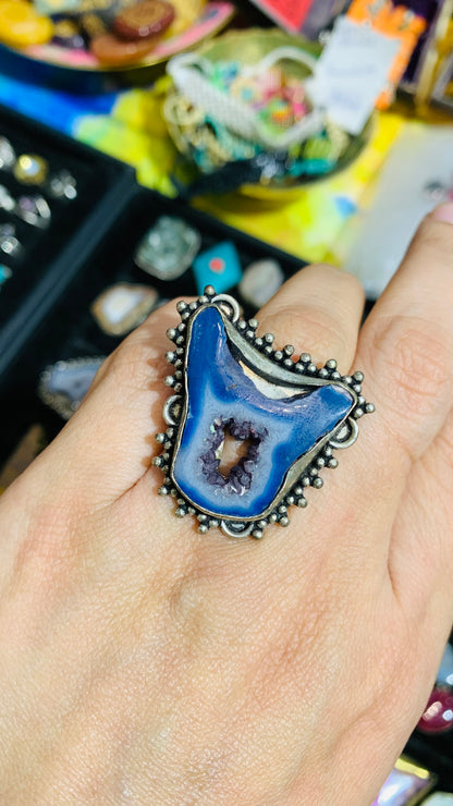 Bohemian handcrafted Stone ring #566