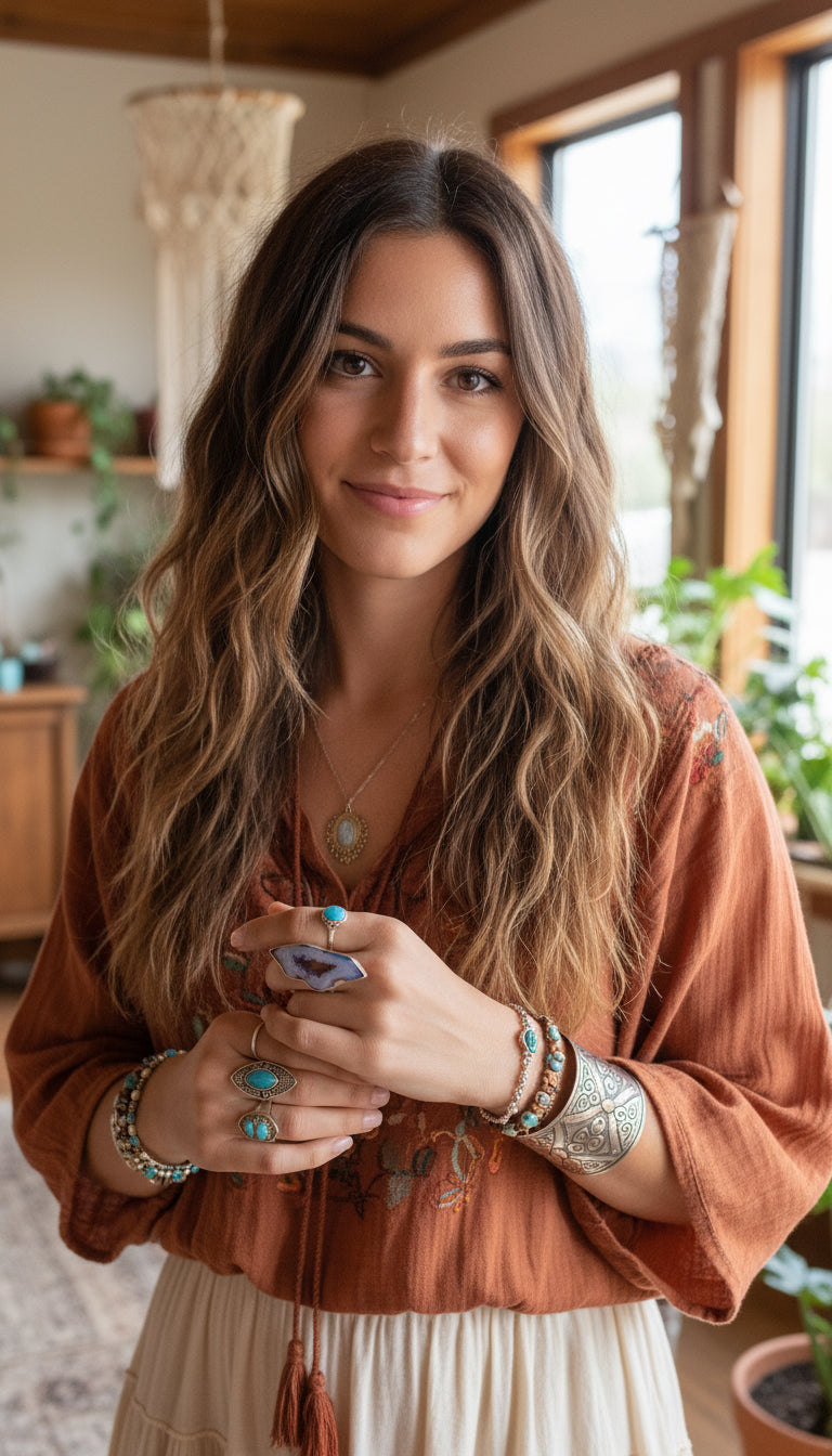 Bohemian style handcrafted Stone ring #562