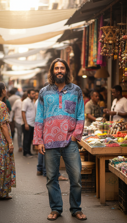 Bohemian handcrafted cotton Kurta # KURT622