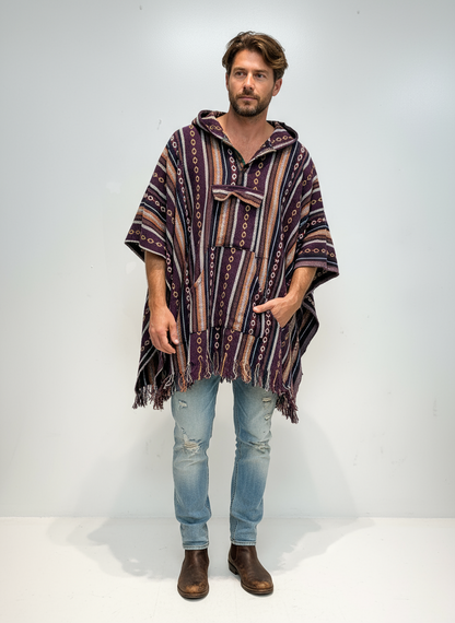 Boho handcrafted Hoodie UNISEX Gheri/ Dari poncho #61