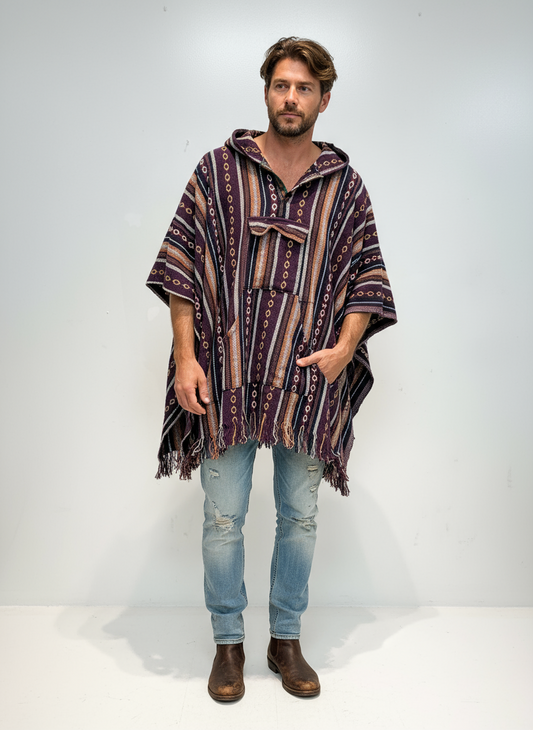 Boho handcrafted Hoodie UNISEX Gheri/ Dari poncho #61