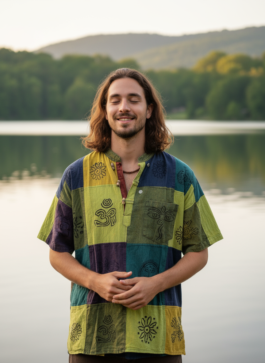 Bohemian style handcrafted Kurta/ Shirt  # KURT402