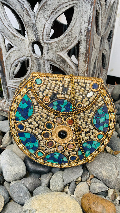 Bohemian style handcrafted metal / Brass Clutch CLEARANCE #90271