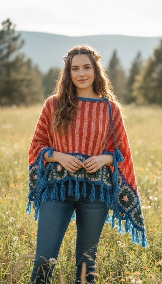 Handcrafted Crochet poncho #35