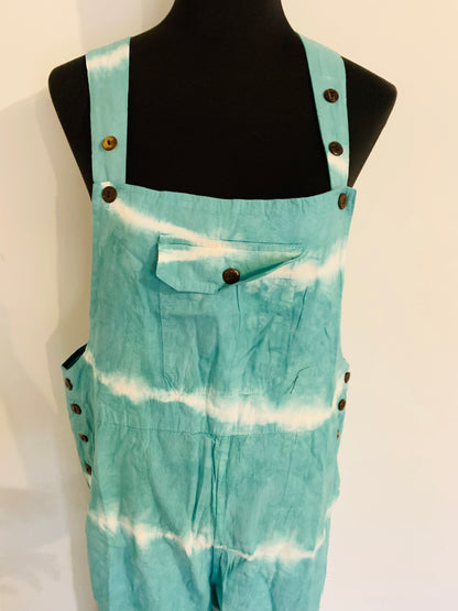 Bohemian Handcrafted Tie Dye Straight Overalls/ Dungaree # JUM031