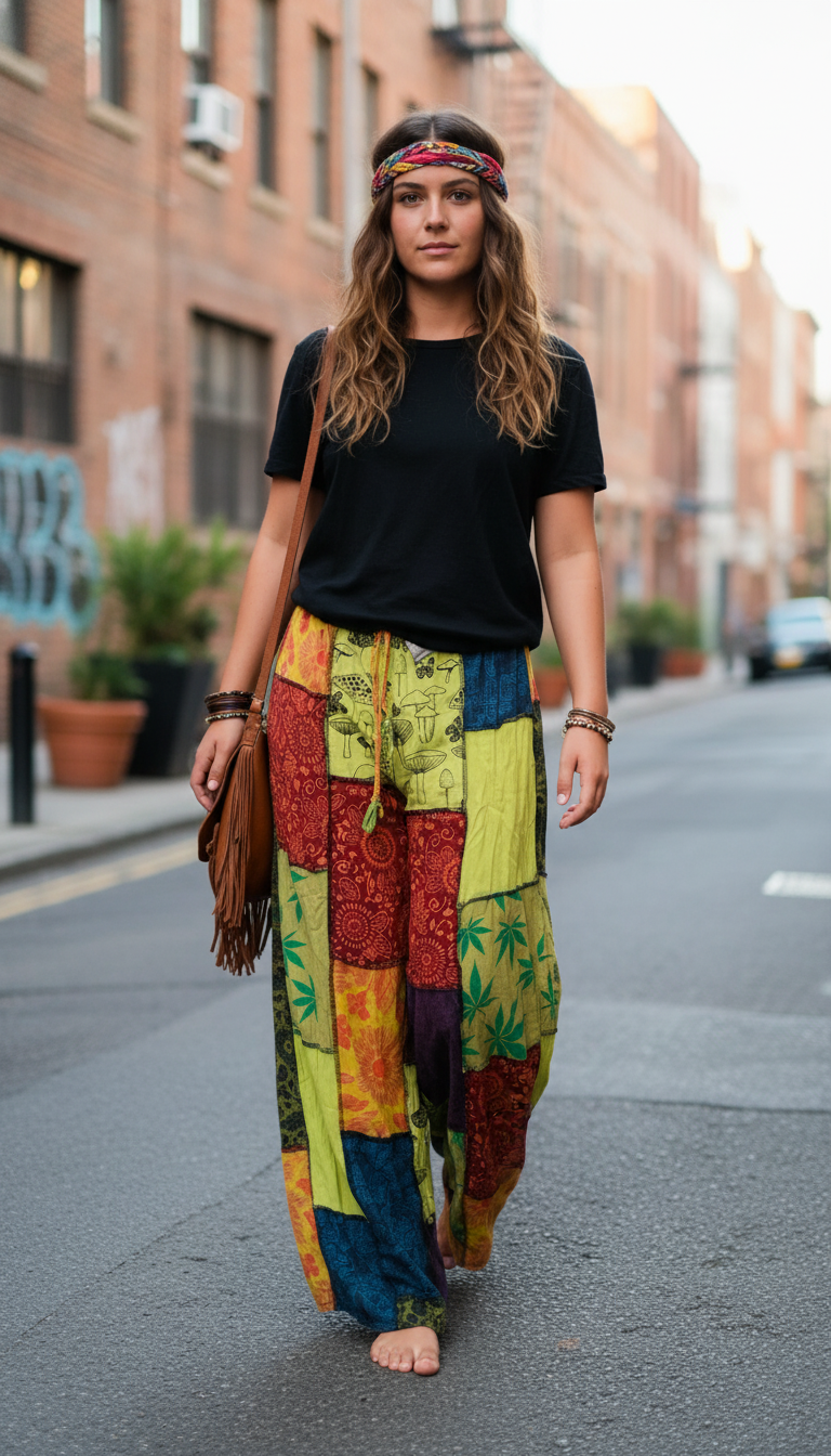 Bohemian handcrafted Flare Pant # FLPAN073