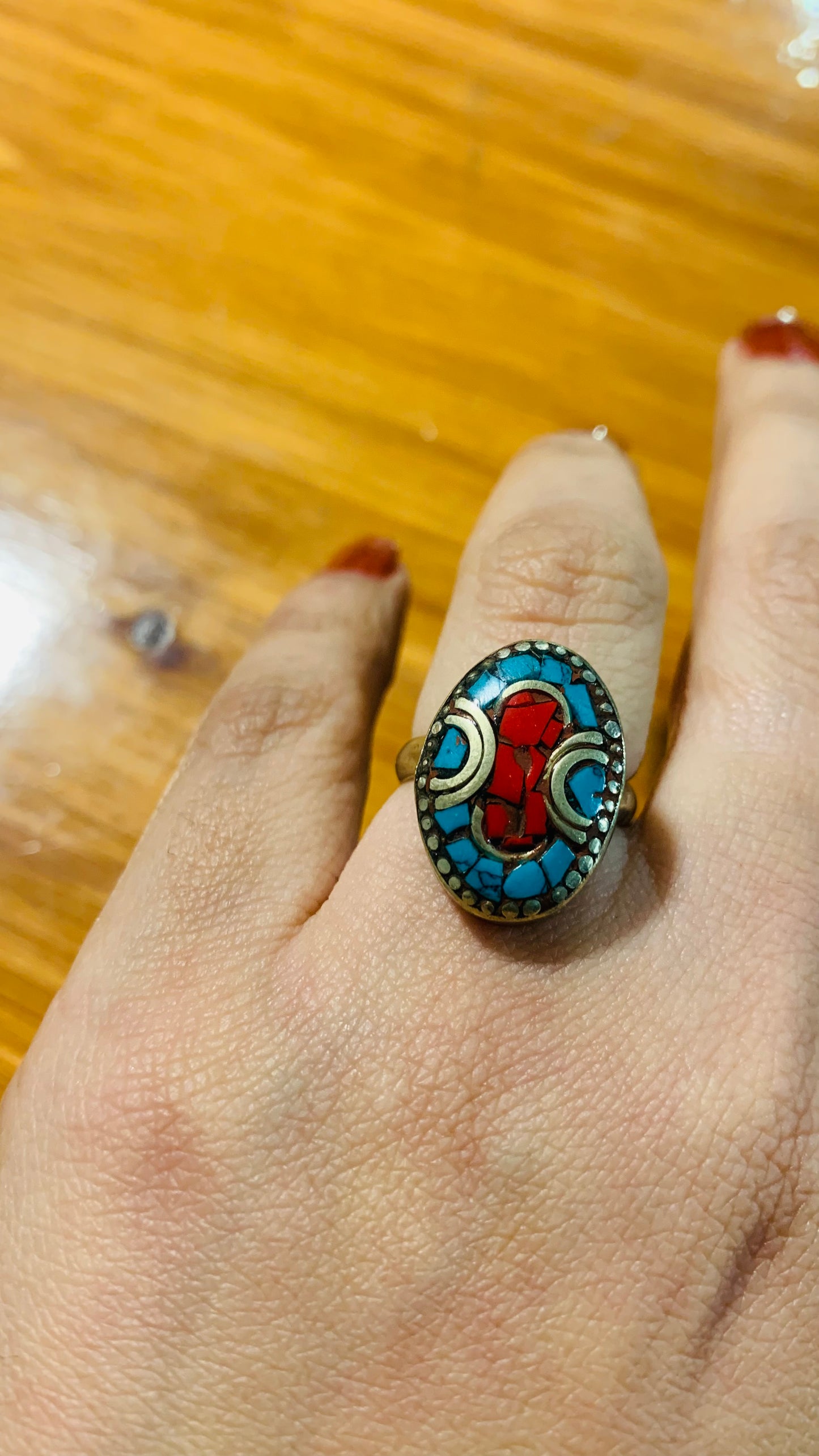 Bohemian style handcrafted Tibetan ring #400