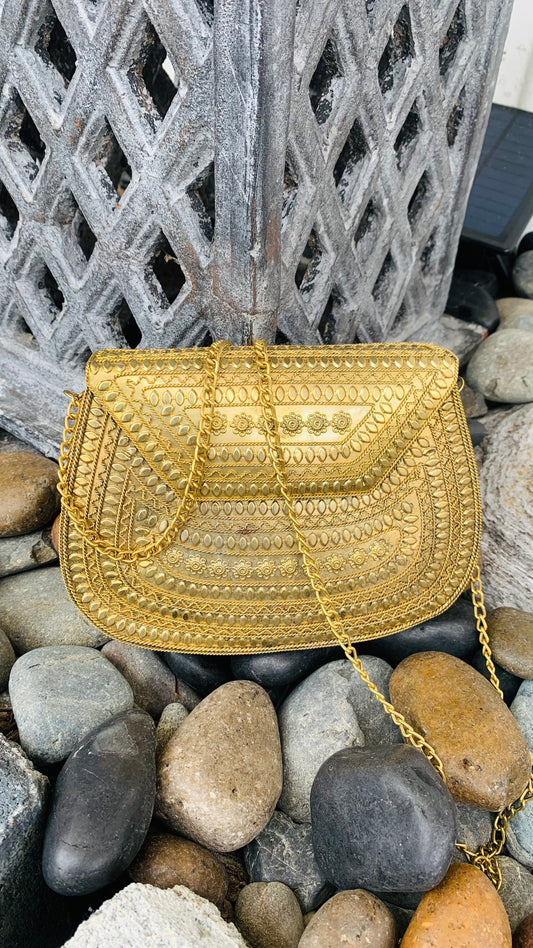 CLEARANCE!!  Bohemian style handcrafted metal / Brass Clutch #90620