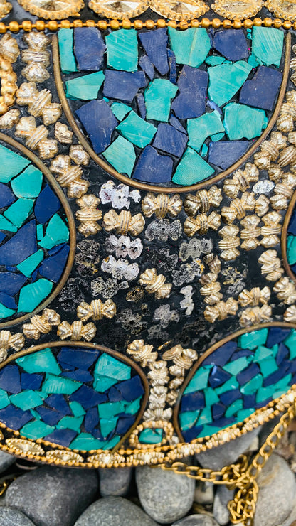 Bohemian style handcrafted metal / Brass Clutch CLEARANCE #90271