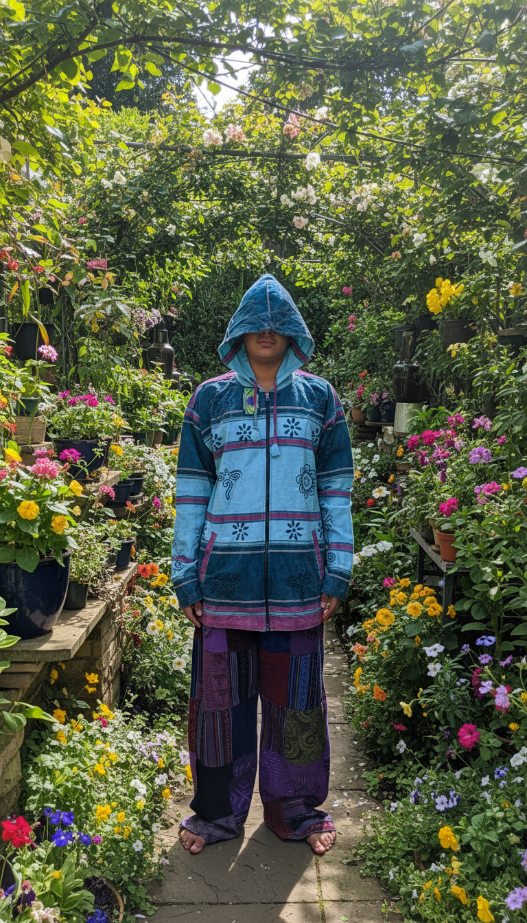 Handcrafted cotton Unisex Hoodie Kurta / Shirt # 75447