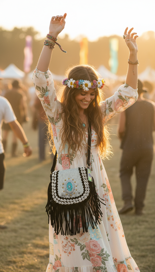 BOHO HANDCRAFTED GENUINE SUEDE LEATHER BAG #205568