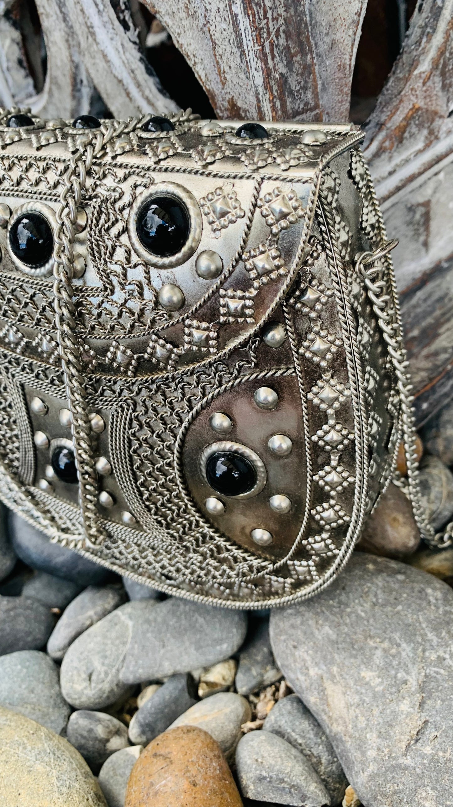 CLEARANCE!!  Bohemian style handcrafted metal / Brass Clutch #90621