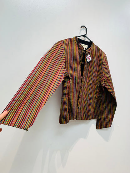 Handcrafted Reversible waist length Quilting Kantha Coat # QUIL030