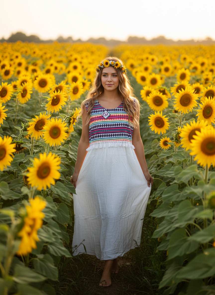 Bohemian handcrafted dress # DRE319