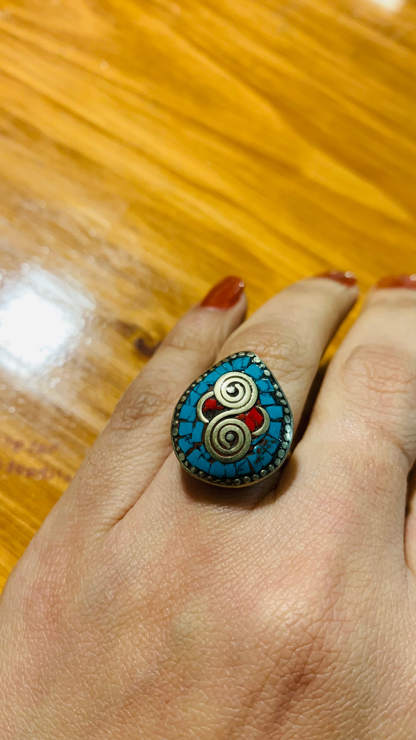 Bohemian style handcrafted Tibetan ring #400