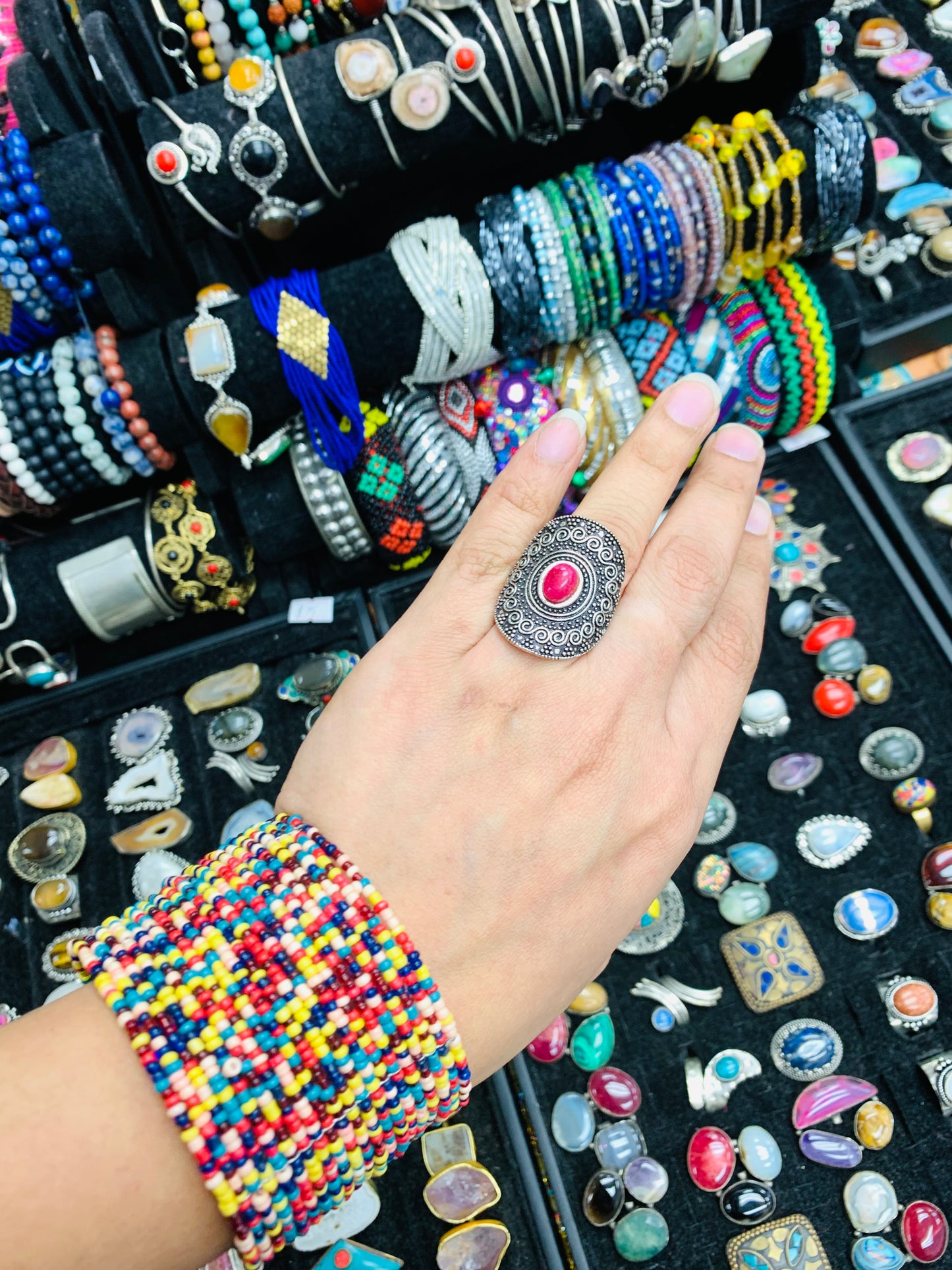 Handcrafted Natural stones ring # RIN2134