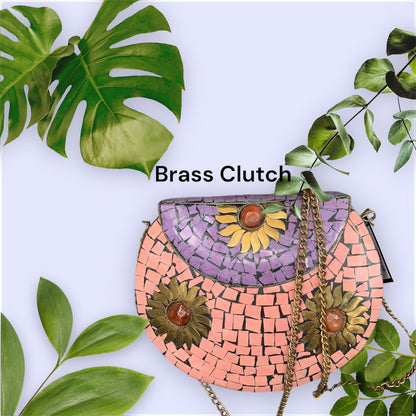 Bohemian style handcrafted metal / Brass Clutch #90747