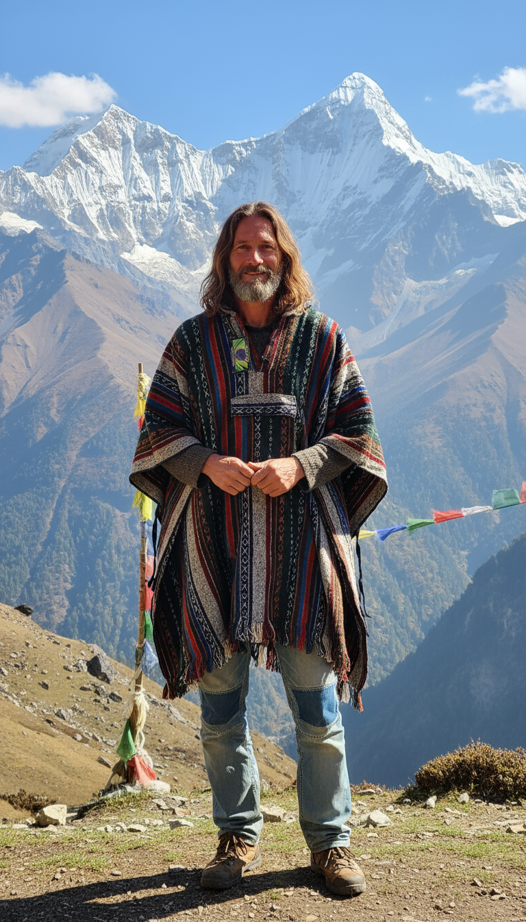 Bohemian style handcrafted Hoodie Plus size UNISEX Gheri poncho #0157