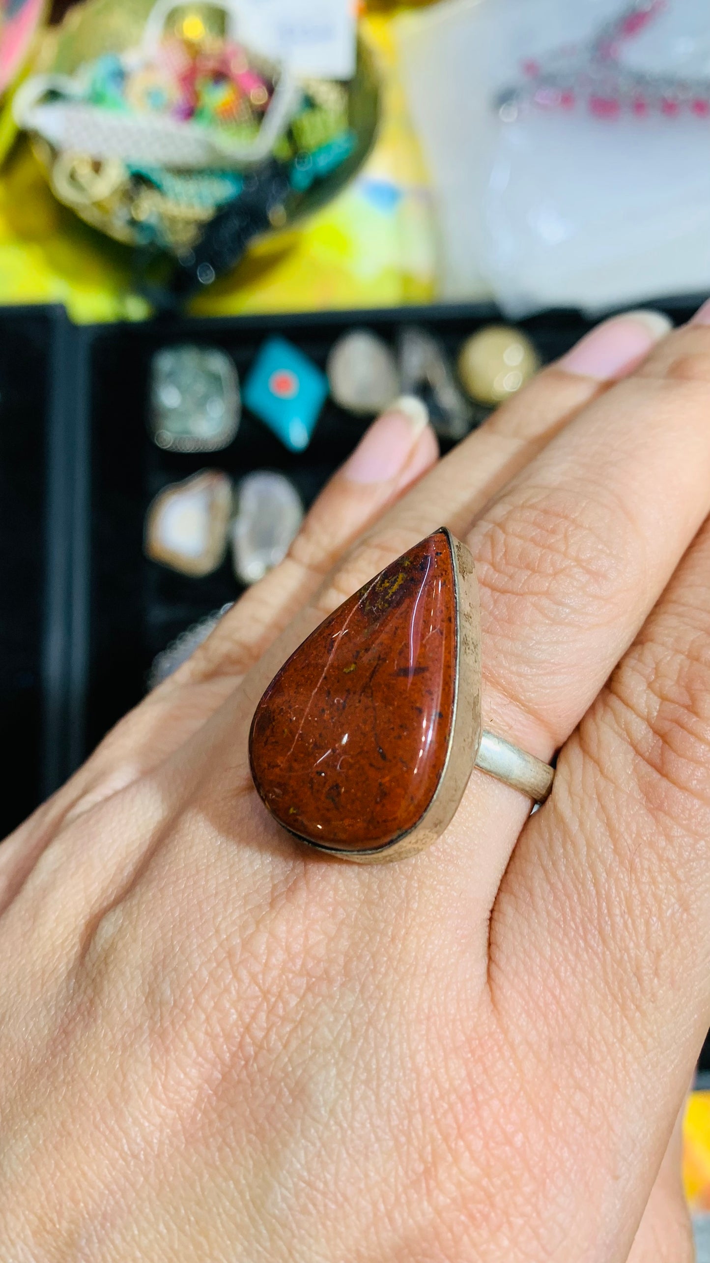 Bohemian handcrafted Stone ring #570