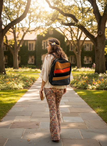 Bohemian style handcrafted Genuine leather Backpack  #4499