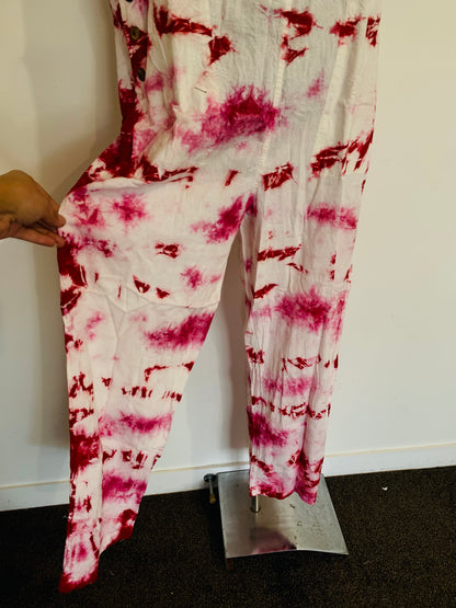 Bohemian Handcrafted Tie Dye Straight Overalls/ Dungaree # JUM031