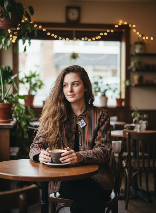 Handcrafted Reversible waist length Quilting Kantha Coat # QUIL030