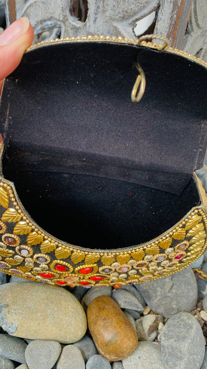 Bohemian style handcrafted metal / Brass Clutch CLEARANCE #90274