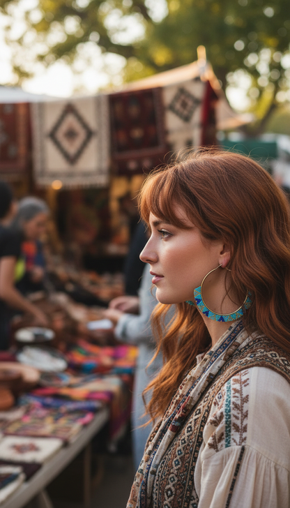 BOHEMIAN HANDCRAFTED HOOP EARRINGS #EAR159