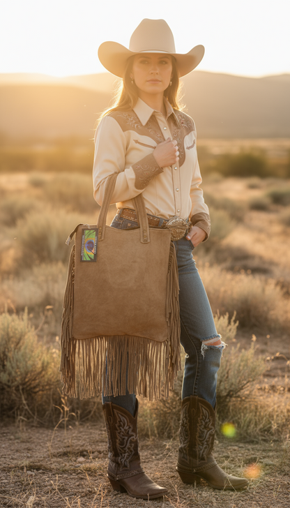 HANDCRAFTED GENUINE SUEDE LEATHER TOTE BAG  #LEA1079