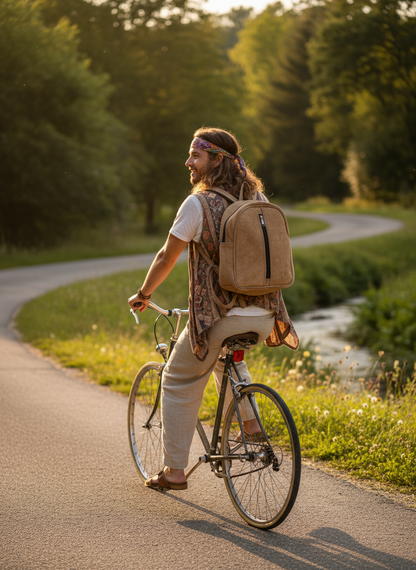 Bohemian style handcrafted Genuine leather Backpack  #5594