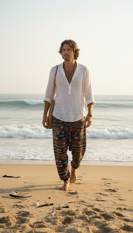 HANDCRAFTED  WARM  DROP CROTCH PANTS #665562